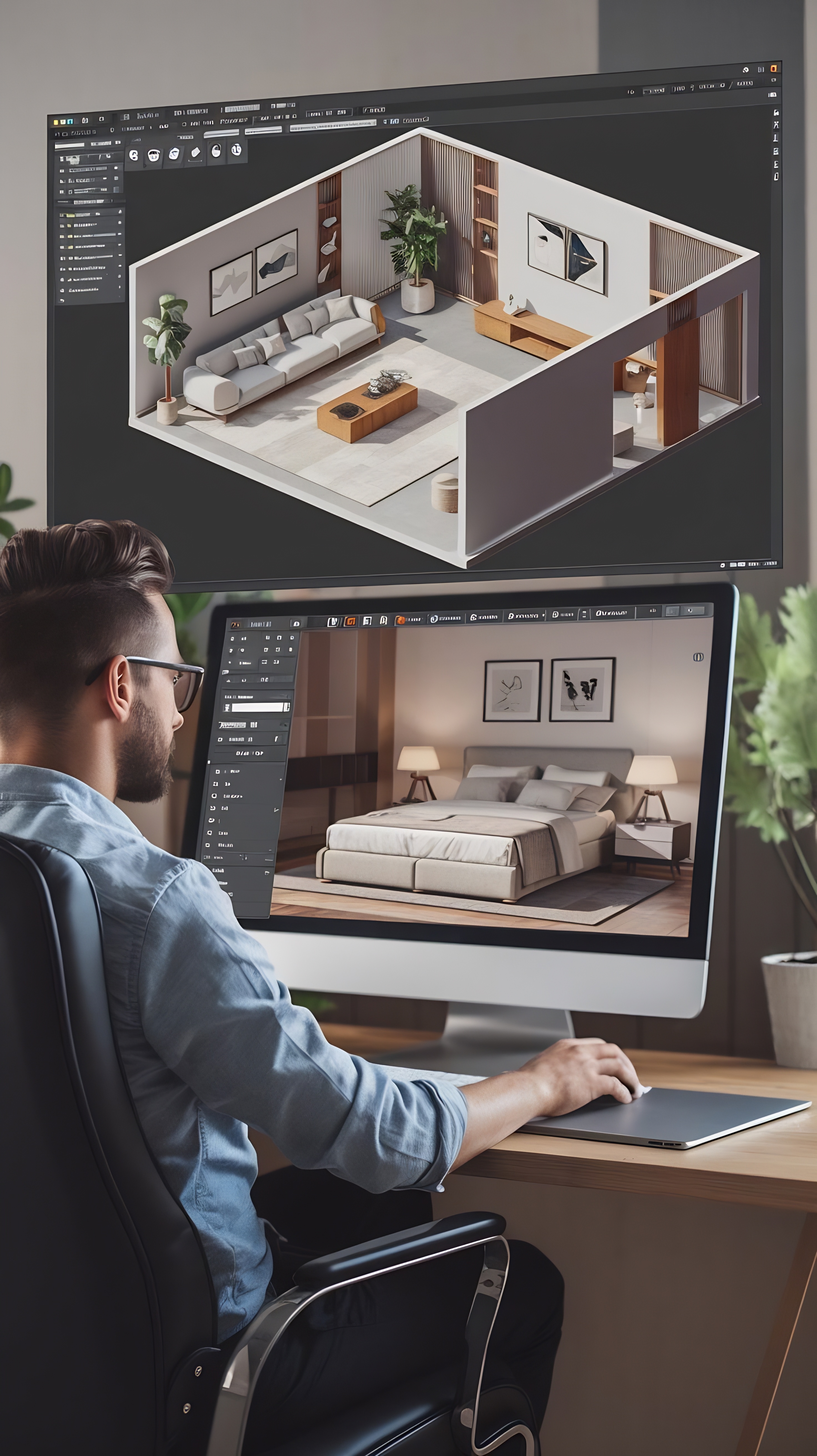 Architectural rendering post-production